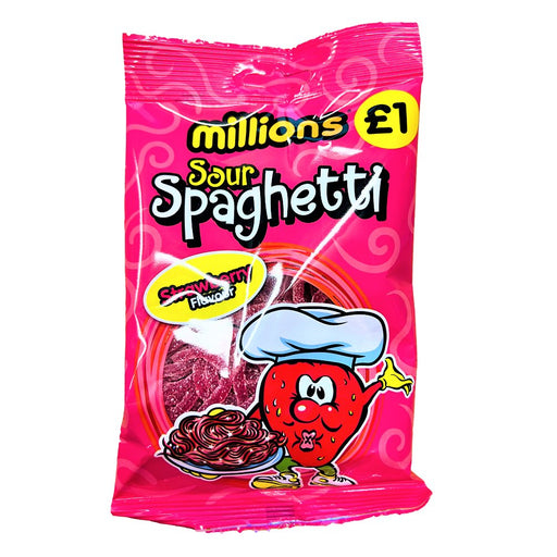 Millions Sour Spaghetti Strawberry Flavour 120g - Happy Candy UK LTD