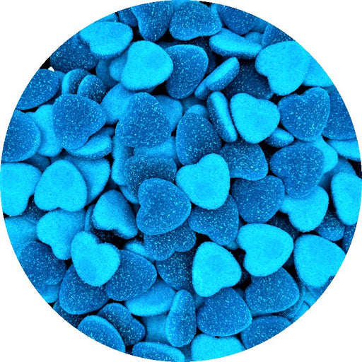 Shiny Blue Raspberry Hearts - Happy Candy UK LTD