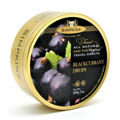 Simpkins Blackcurrant Drops Travel Tin 200g - Happy Candy UK LTD