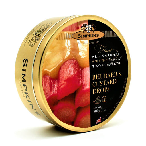 Simpkins Rhubarb & Custard Drops Travel Tin 175g - Happy Candy UK LTD
