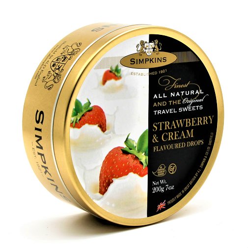 Simpkins Strawberry & Cream Drops Travel Tin 200g - Happy Candy UK LTD