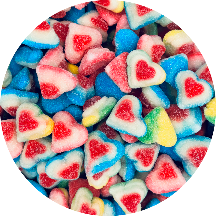 3D Multi-Coloured Hearts Sugared Gummies