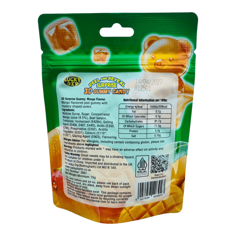 3D Mango Surprise Peel & Reveal Gummies 75g - Happy Candy UK LTD