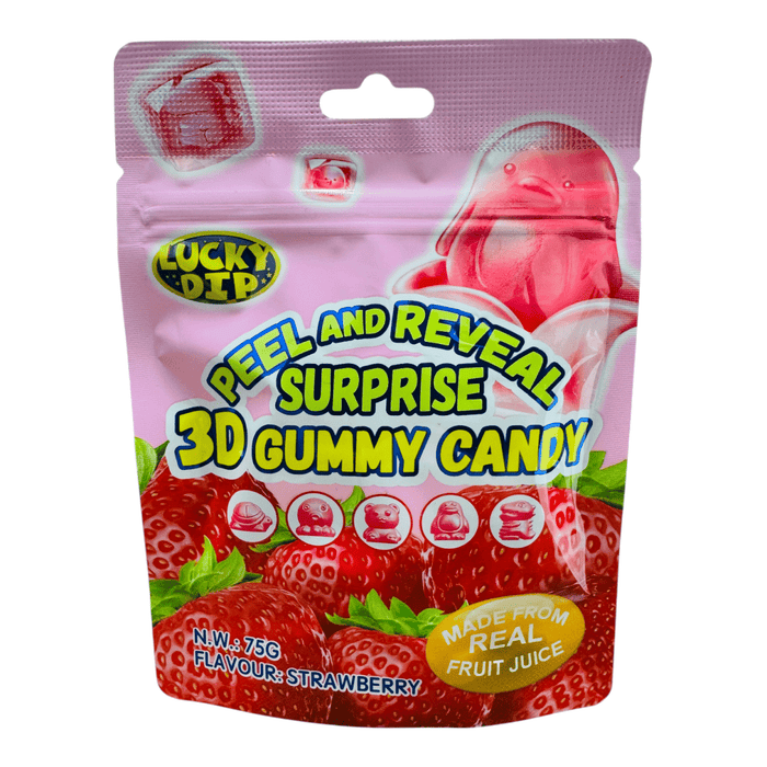 3D Strawberry Surprise Peel & Reveal Gummies 75g - Happy Candy UK LTD