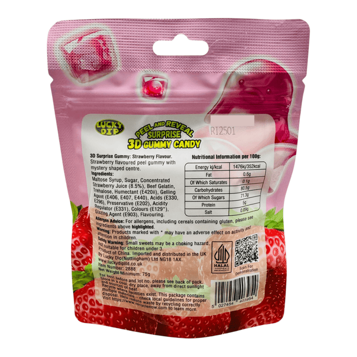 3D Strawberry Surprise Peel & Reveal Gummies 75g - Happy Candy UK LTD