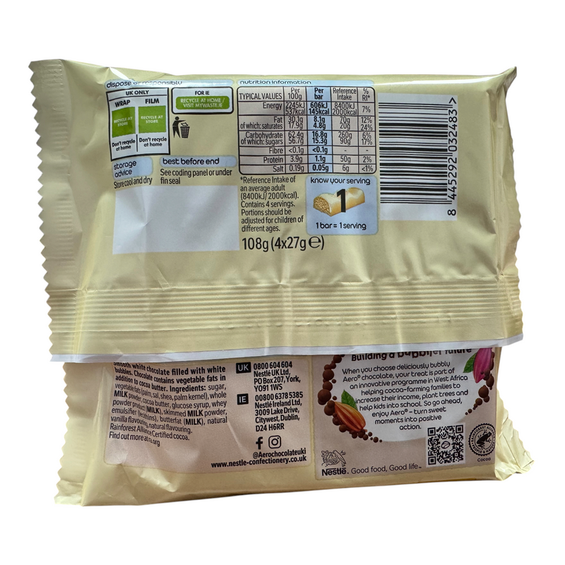 Aero Milkybar White Chocolate Multipack 4 Pack 108g