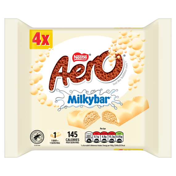 Aero Milkybar White Chocolate Multipack 4 Pack 108g