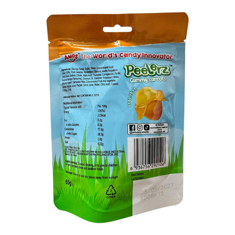 Amos Peelerz Gummy Carrots Easter Pouch 65g