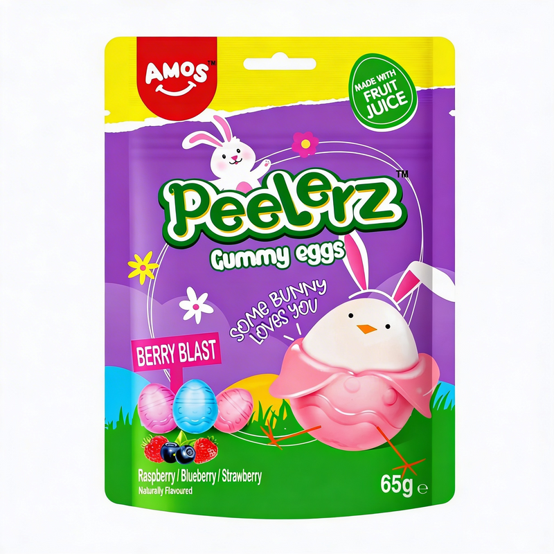 Amos Peelerz Gummy Eggs Easter Pouch 65g