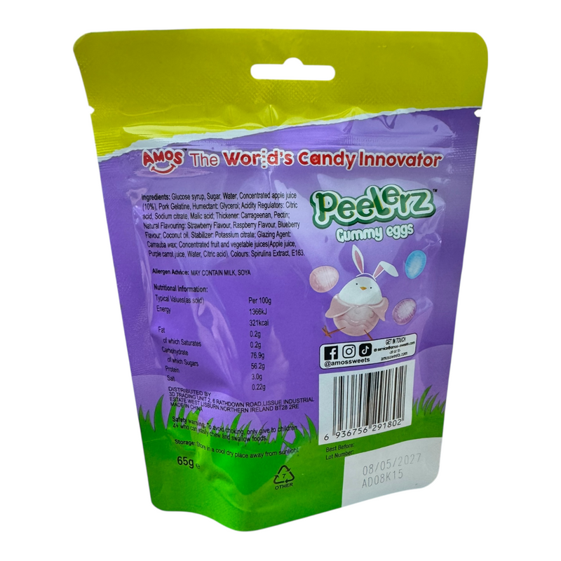 Amos Peelerz Gummy Eggs Easter Pouch 65g
