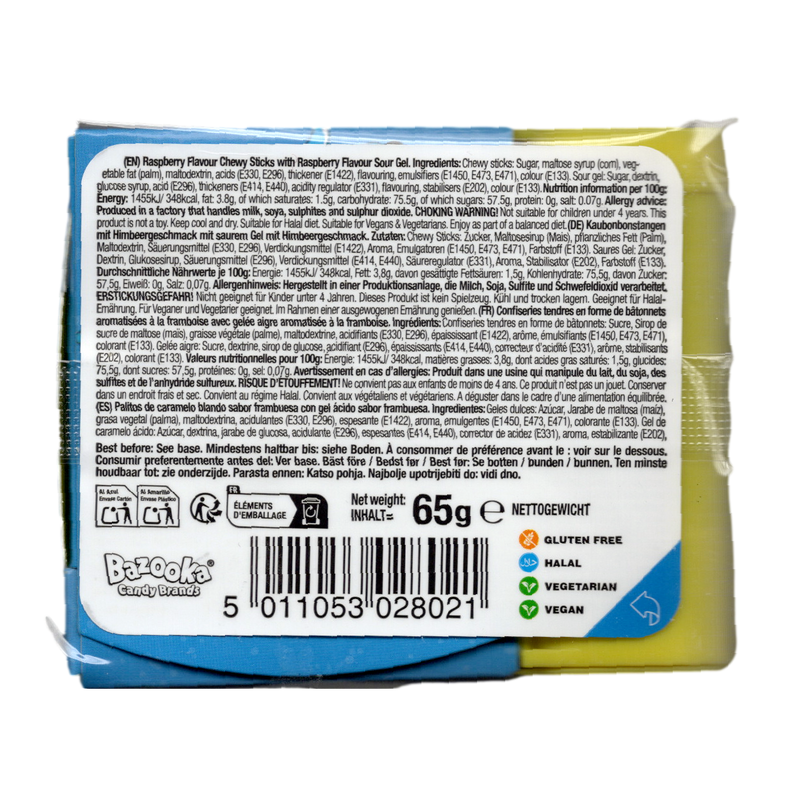Bazooka Juicy Drop Chew Dipperz Blue Raspberry 65g