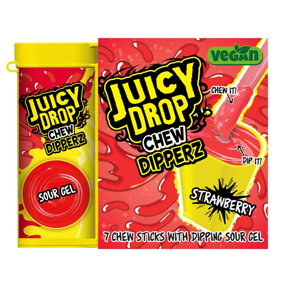 Bazooka Juicy Drop Chew Dipperz Strawberry 65g
