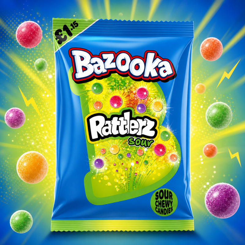 Bazooka Rattlerz Sour Chewy Candies 100g