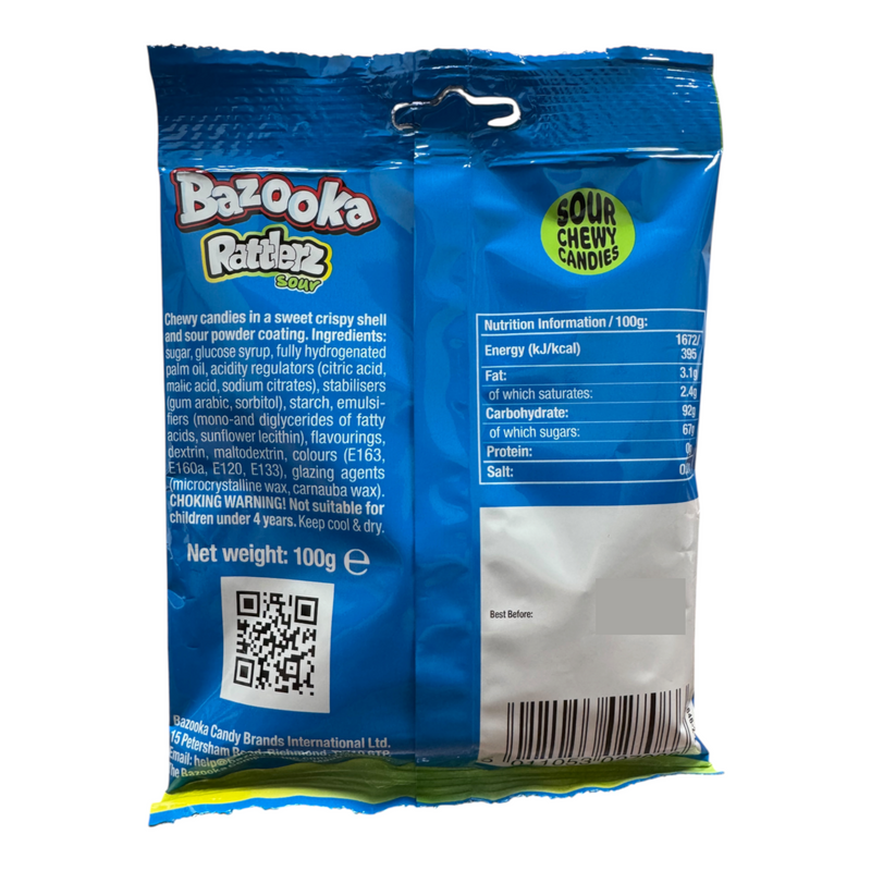 Bazooka Rattlerz Sour Chewy Candies 100g