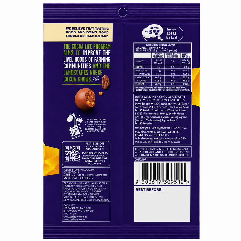 Cadbury Dairy Milk Chocolate Balls Crunchie Bag (AUSTRALIA) 127g