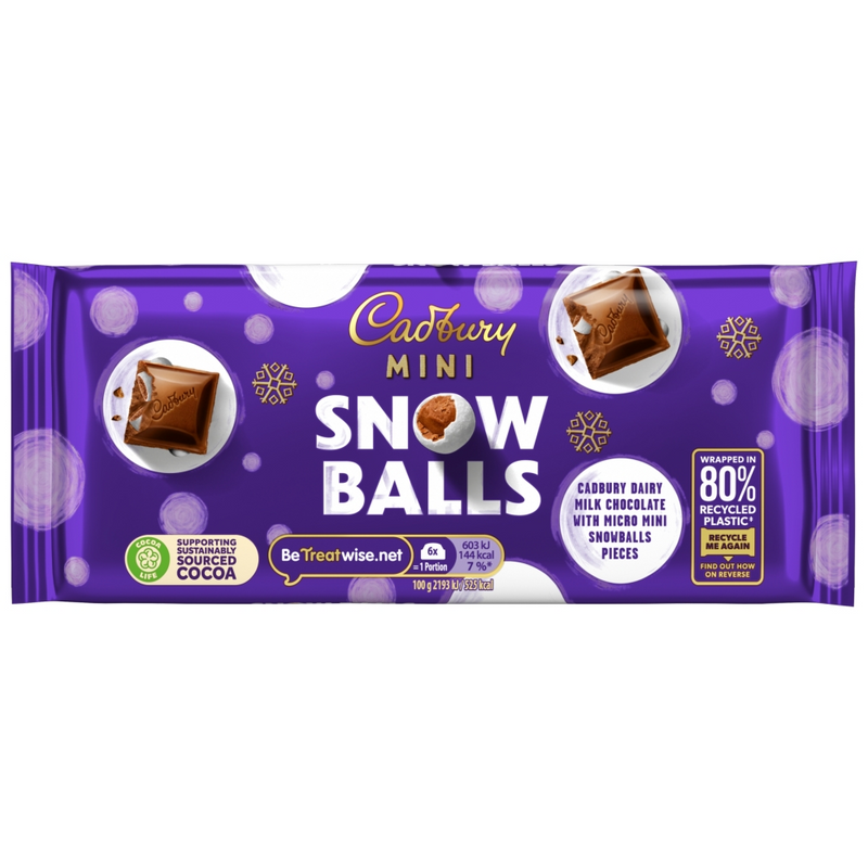 Cadbury Dairy Milk Mini Snowballs Chocolate Bar 110g