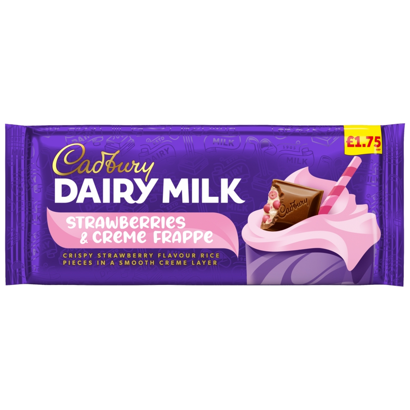 Cadbury Dairy Milk Strawberries & Creme Frappe Chocolate Bar 115g
