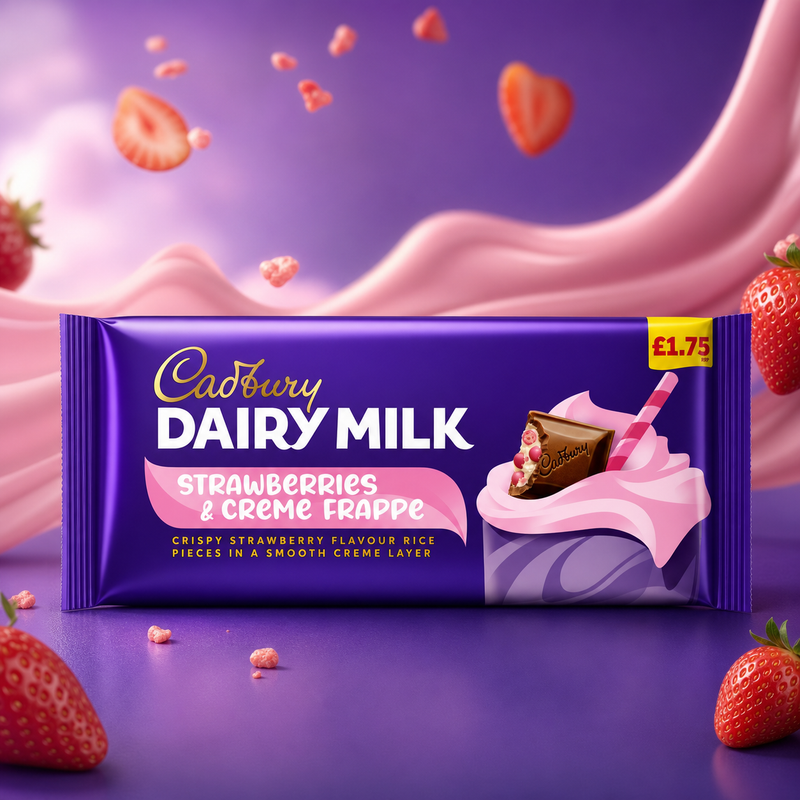 Cadbury Dairy Milk Strawberries & Creme Frappe Chocolate Bar 115g