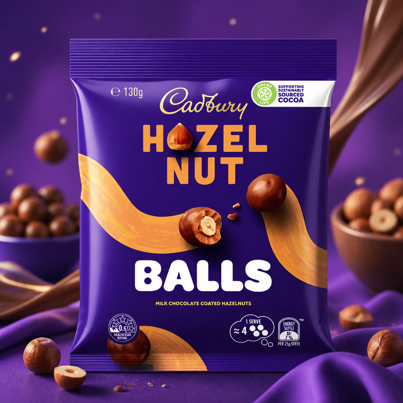 Cadbury HAZELNUT Milk Chocolate Balls Bag (AUSTRALIA) 130g