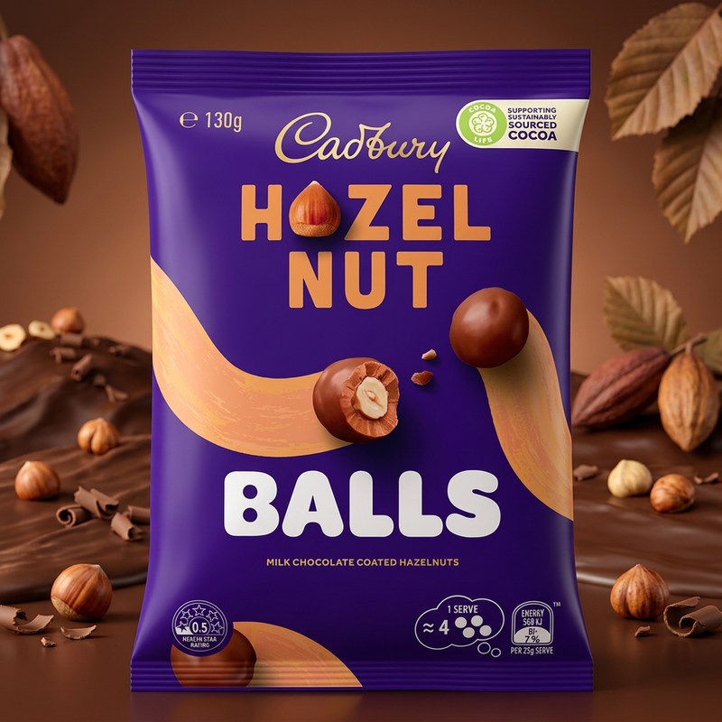 Cadbury HAZELNUT Milk Chocolate Balls Bag (AUSTRALIA) 130g