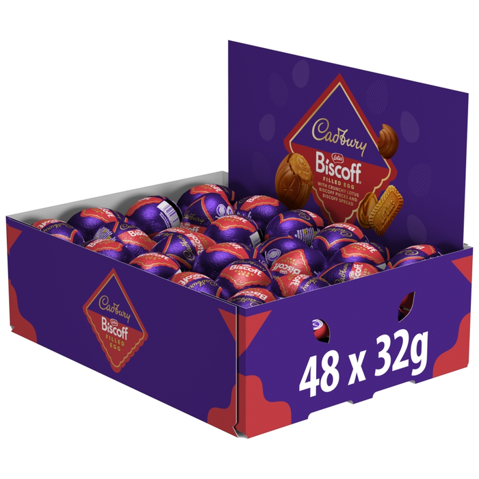 Cadbury Milk Chocolate Biscoff Filled Egg BULK RETAIL BOX 48x32g
