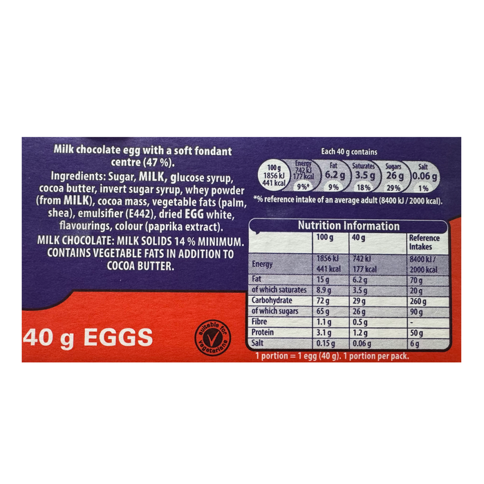 Cadbury Chocolate Creme Eggs 40g BULK BOX 48X40g