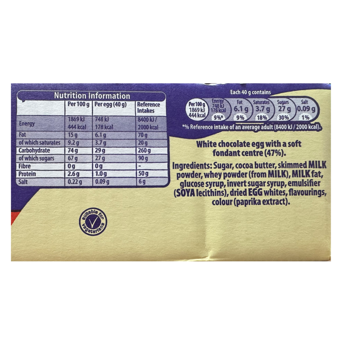 Cadbury White Chocolate Creme Eggs BULK BOX 48X40g