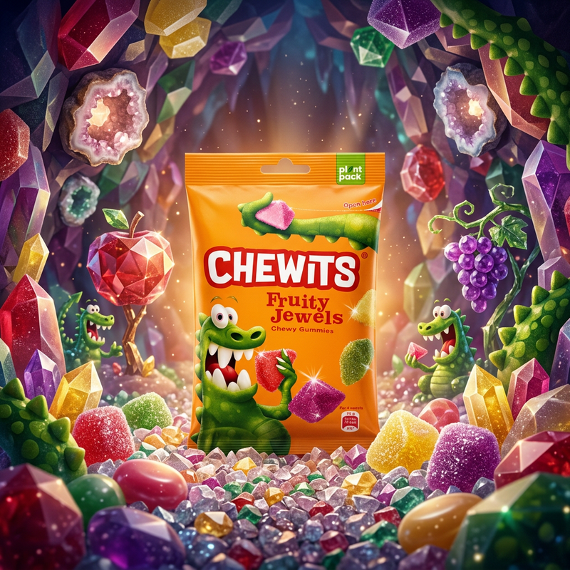 Chewits FRUITY JEWELS Chewy Gummies Share Bag 125g