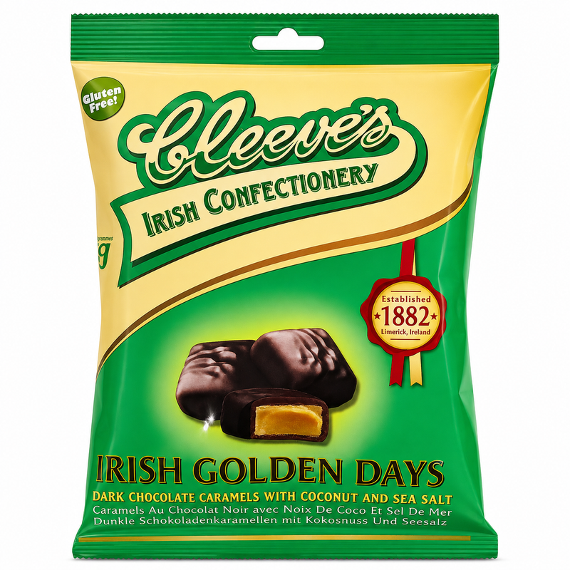 Cleeves Irish Golden Days Dark Chocolate Caramels Bag 100g