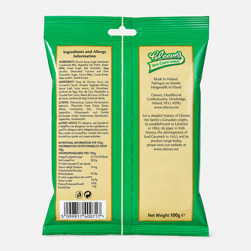 Cleeves Irish Golden Days Dark Chocolate Caramels Bag 100g