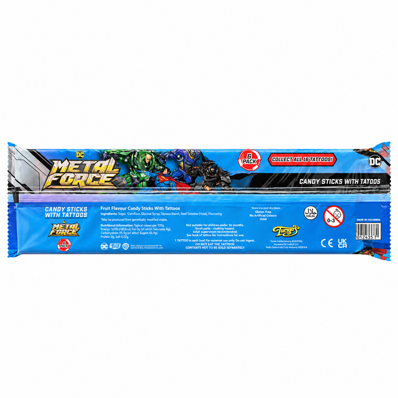 DC METAL FORCE Candy Sticks 6 Pack (6x12g) 72g