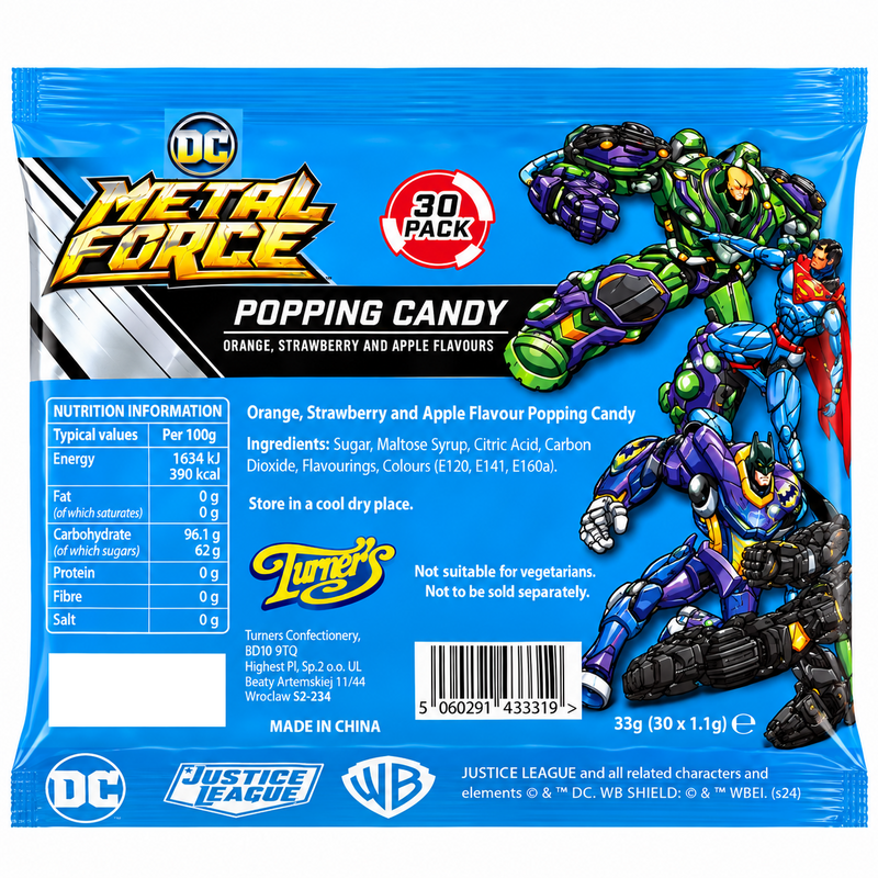 DC METAL FORCE Popping Candy 30 Pack (30x1.1g) 33g