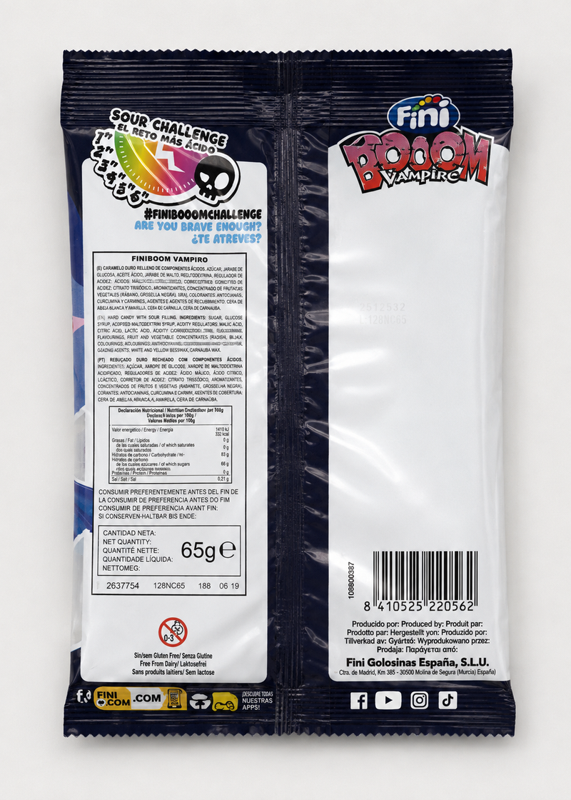 Fini Booom Vampire Extra Sour Candy and Gum Bag 65g