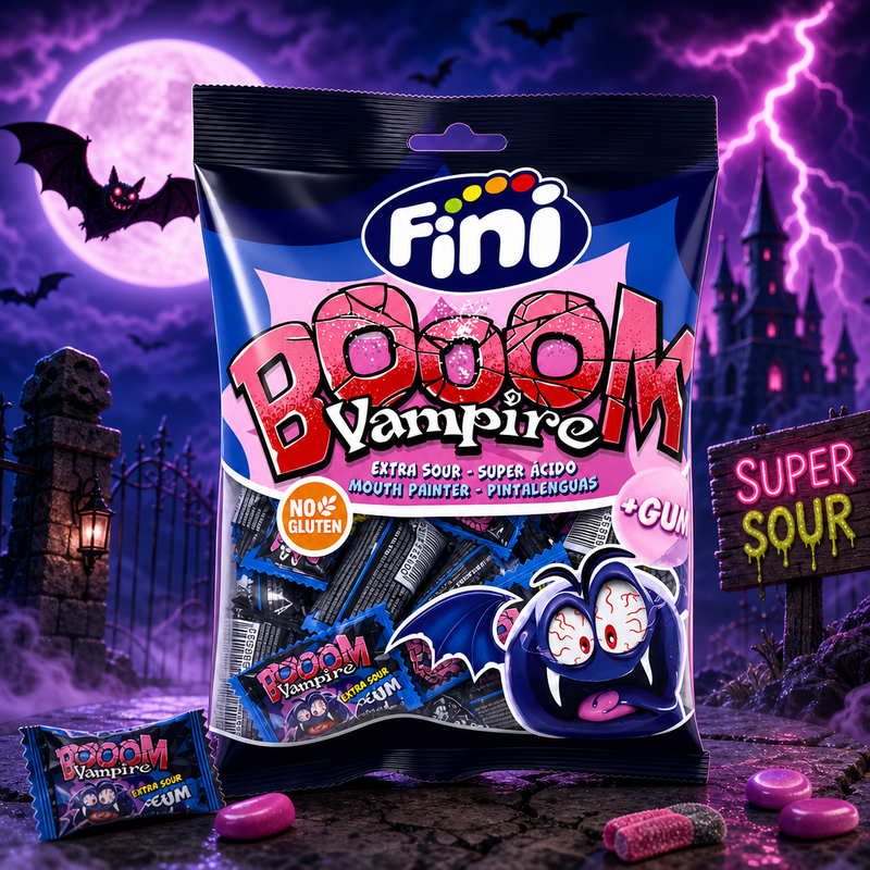 Fini Booom Vampire Extra Sour Candy and Gum Bag 65g