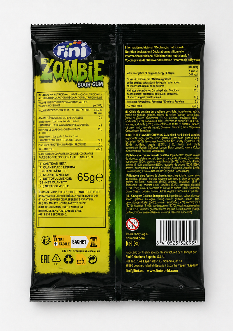 Fini Zombie Super Sour Candy and Gum Bag 65g