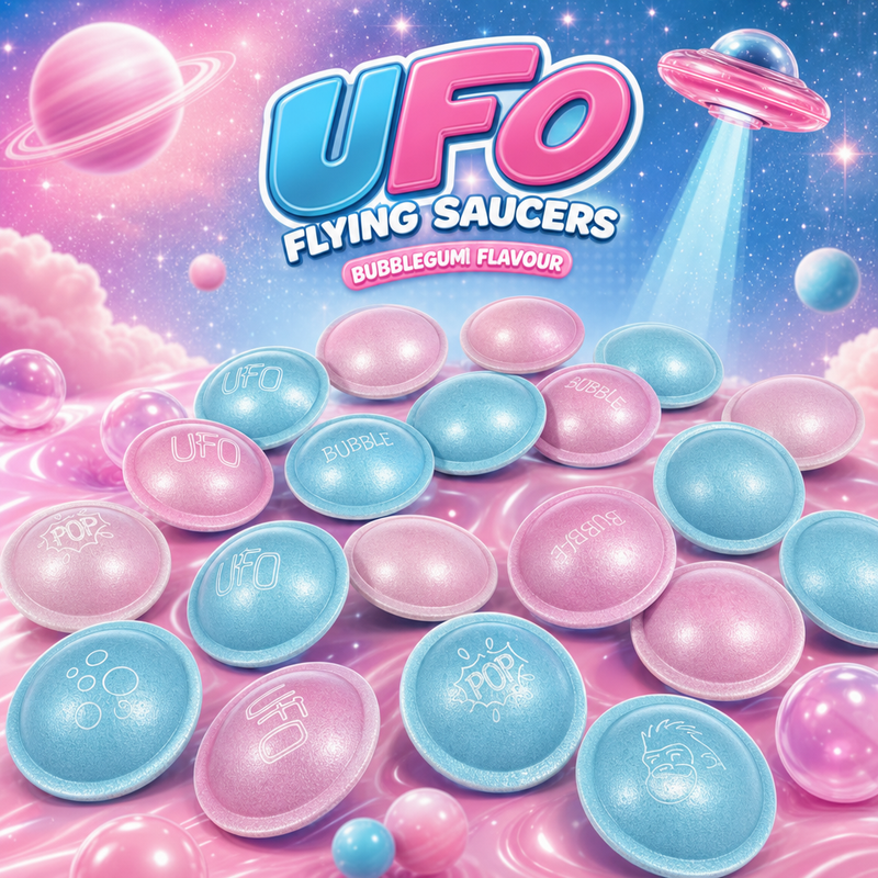 Flying Saucers UFO Bubblegum Flavour Candy 20 Pack