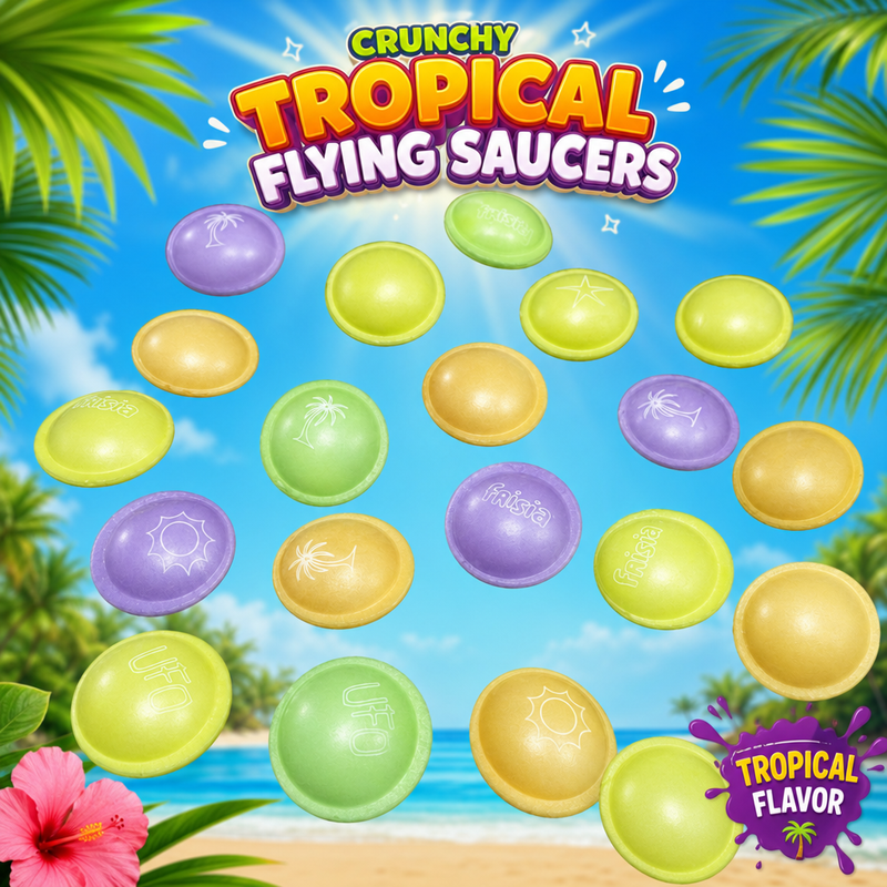 Flying Saucers UFO CRUNCHY TROPICAL Candy 20 Pack