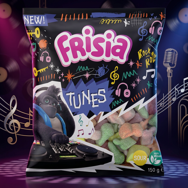 Frisia Sour Tunes Vegan Gummy Candy Bag 150g