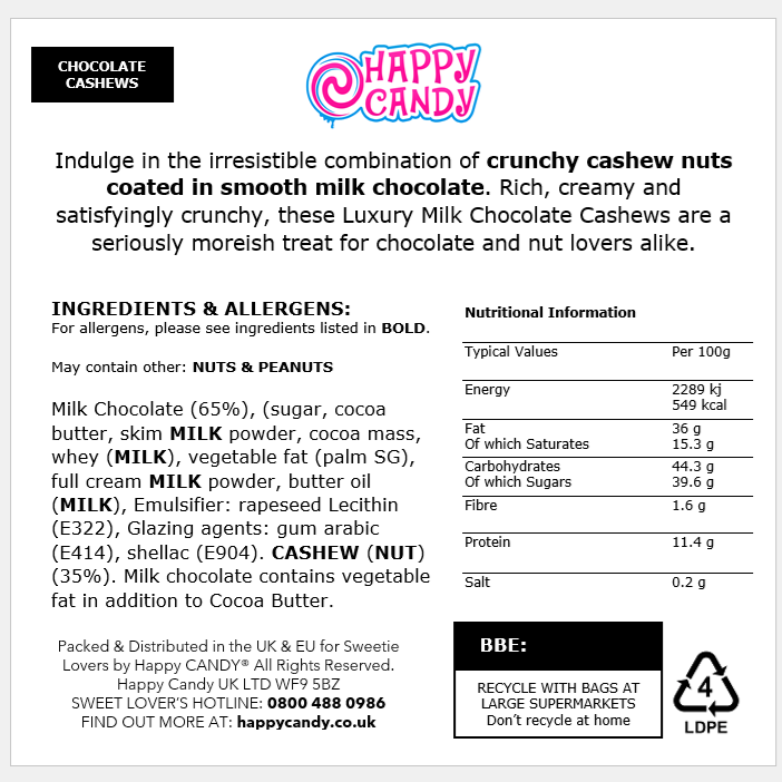 Gourmet Milk Chocolate Cashew Nuts Pouch 1KG