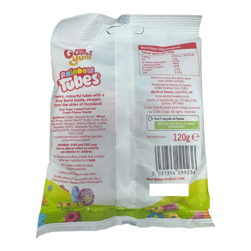 Gumi Yum Rainbow Tubes Candy Bag 120g