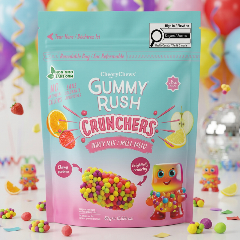 Gummy Rush Crunchers Mixed Fruit Party Mix Pouch 80g