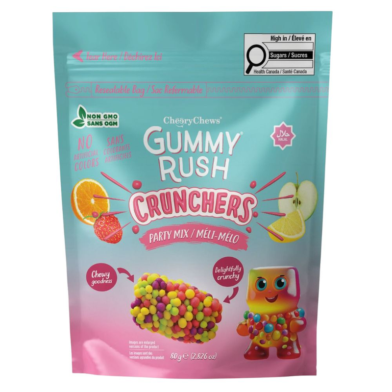 Gummy Rush Crunchers Mixed Fruit Party Mix Pouch 80g