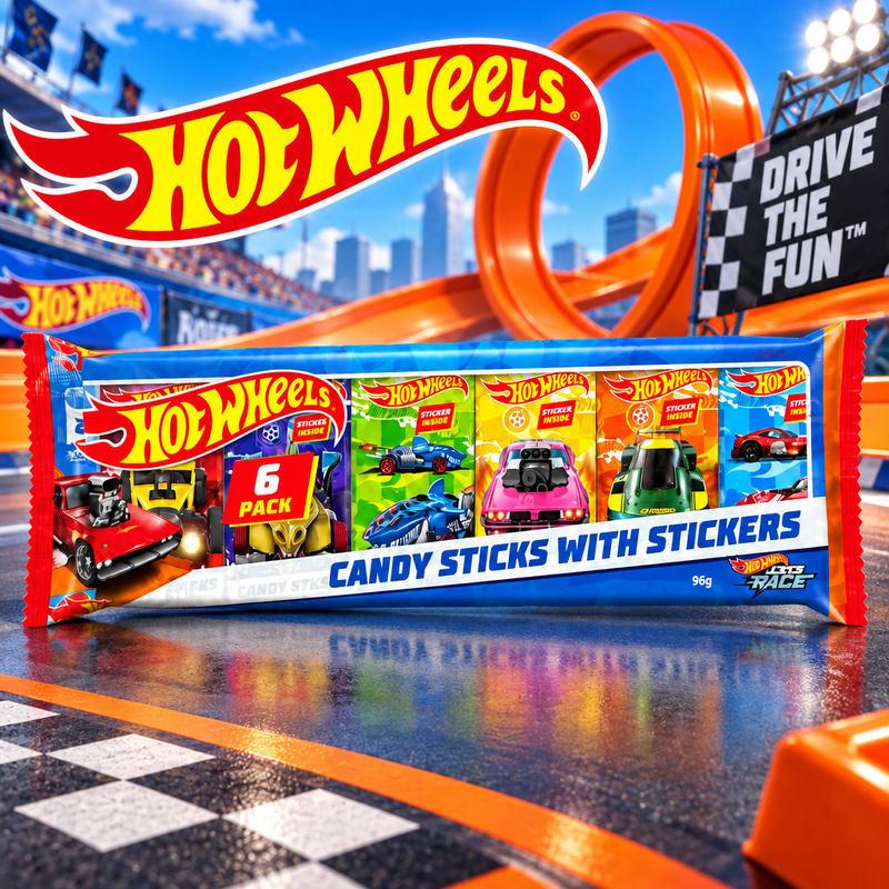 HOT WHEELS Let's Race Candy Sticks 6 Pack (6x16g) 96g