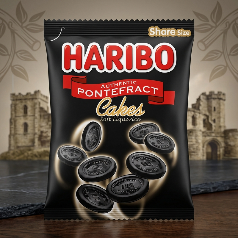 Haribo AUTHENTIC PONTEFRACT Cakes Soft Liquorice Share Bag 160g