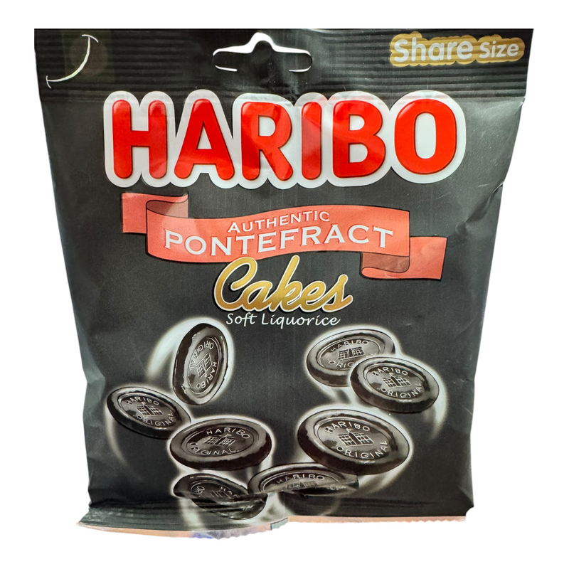 Haribo AUTHENTIC PONTEFRACT Cakes Soft Liquorice Share Bag 160g