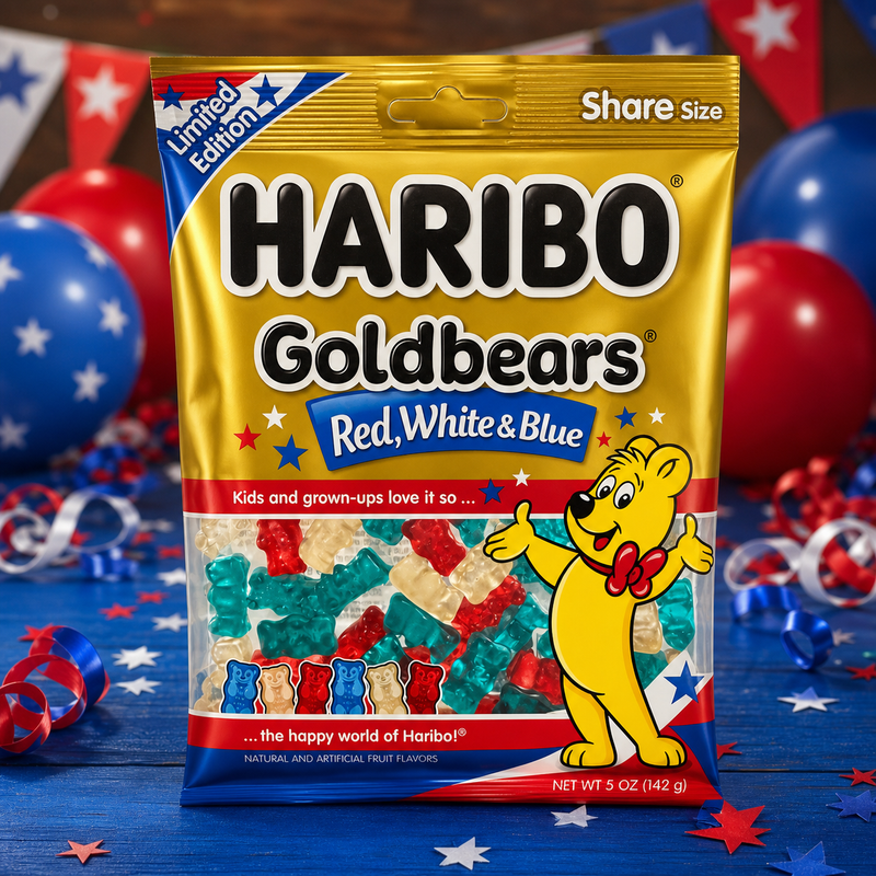 Haribo Goldbears RED WHITE & BLUE Sweets Share Bag (USA) 113g