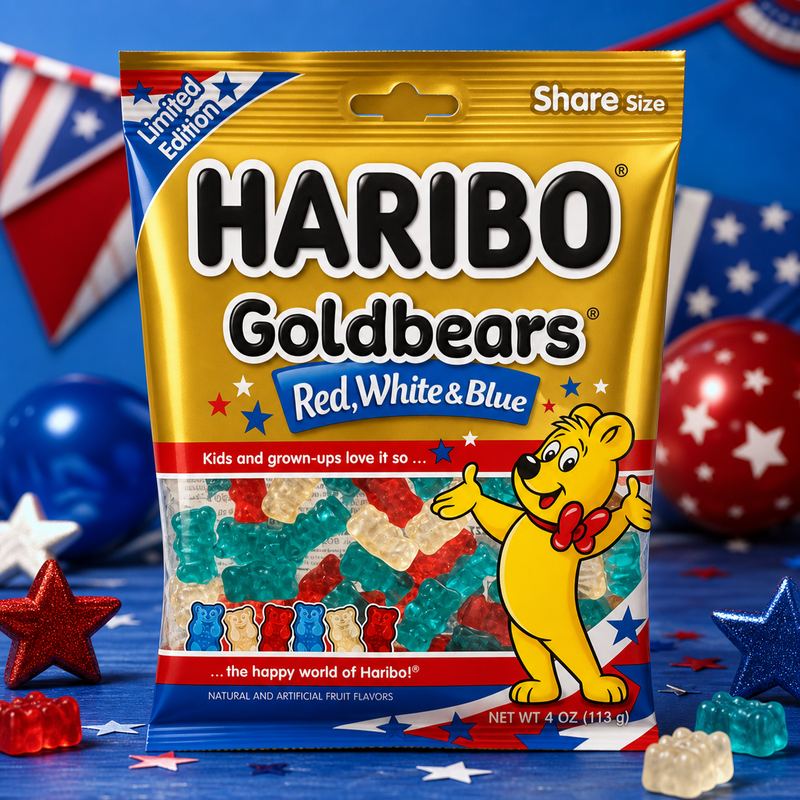 Haribo Goldbears RED WHITE & BLUE Sweets Share Bag (USA) 113g