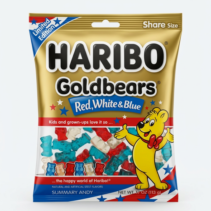 Haribo Goldbears RED WHITE & BLUE Sweets Share Bag (USA) 113g