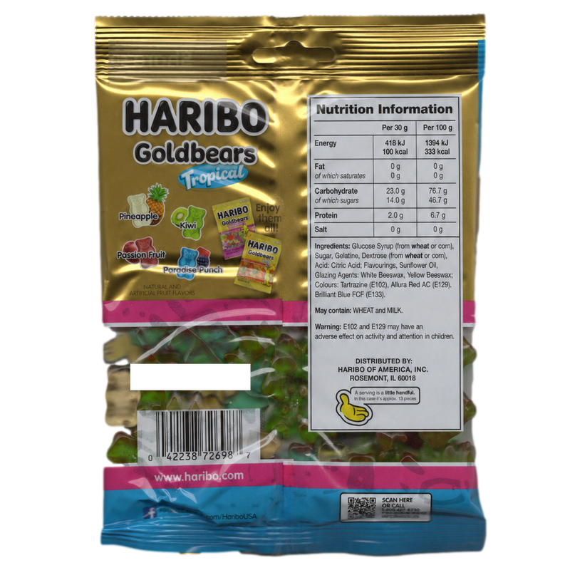 Haribo Goldbears TROPICAL Sweets Share Bag (USA) 113g