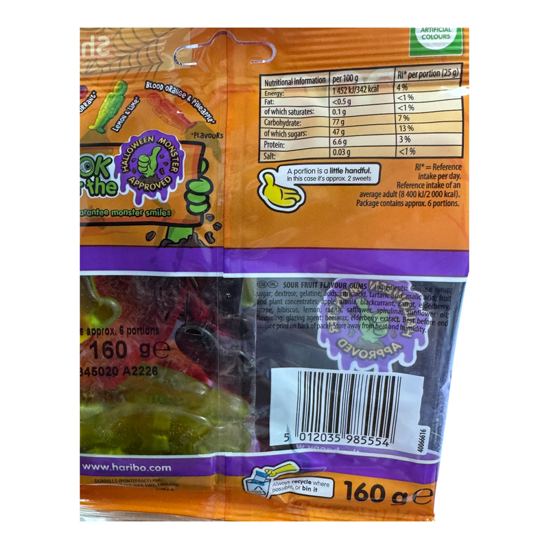 Haribo Sour Skeletons Share Bag 160g